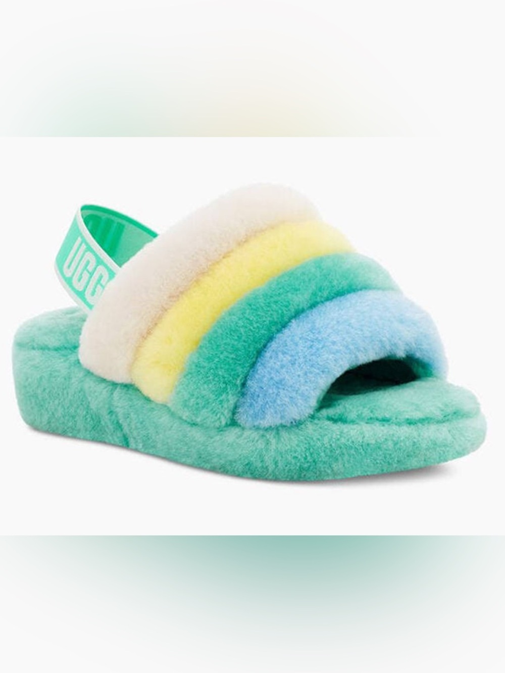 UGG Fluff Slide Slippers in Pastel Mint, Yellow, Blue, Pink